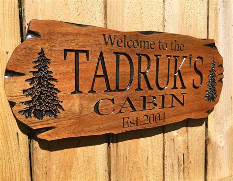 Wooden carved Sign Spanish Cedar Outdoor Sign Pine Trees