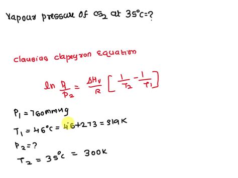 Carbon disulfide, CS2, has a heat of vaporization of 29,200 J/mol. The normal boiling point* of ...