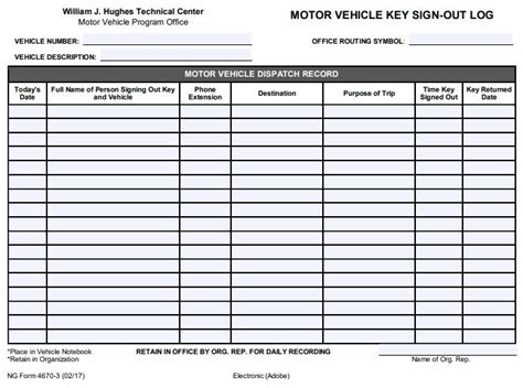 printable vehicle key log template in 2021 | Templates, Business ...