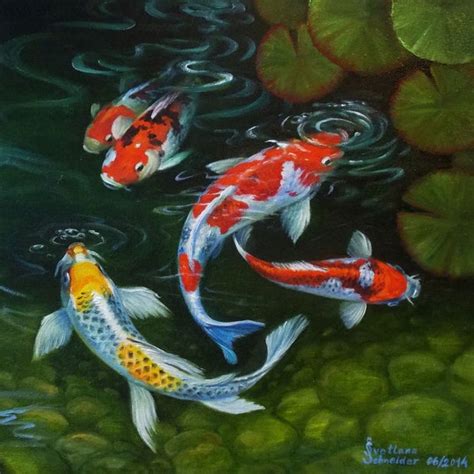 Koi Fish Painting Carp Original Art Japanese Carp Oil Painting - Etsy