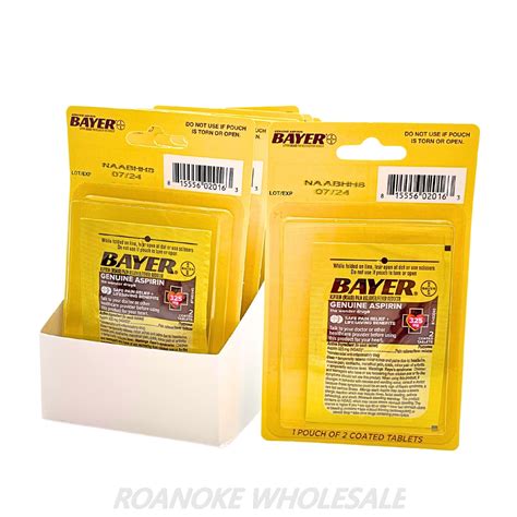 BAYER ASPIRIN (325MG) 12 PACKS OF 2-TABS – Roanoke Wholesale