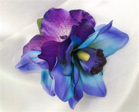 TROPICAL HAIR CLIP-Hawaiian Orchids, Maui Blue, Purple, Exotic Hair Clip, Beach Bride ...