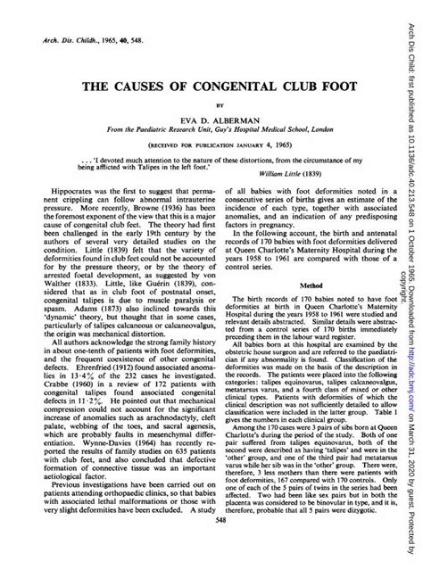 (PDF) CAUSES OF CONGENITAL CLUB FOOT - Archives of Disease in ... · othertypes offoot ...