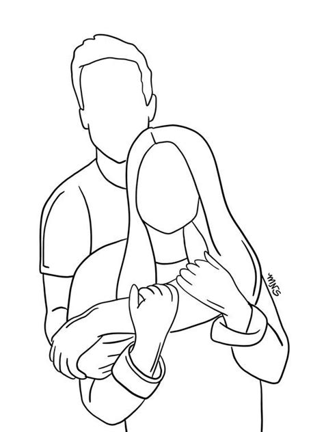 Couple Outline, One to Two People Outline Drawing, Two Person Sketch ...