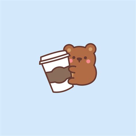 Download Cute PFP Bear With Coffee Cup Wallpaper | Wallpapers.com