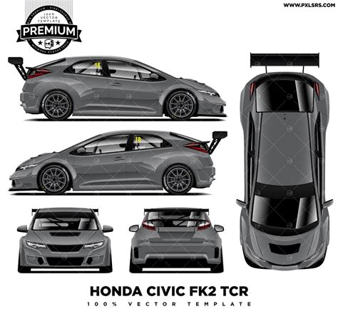 2015-2018 Honda Civic FK2 Type R TCR 'Premium' Full Vector Template - Pixelsaurus