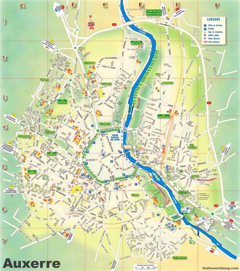 Auxerre Tourist Map - Ontheworldmap.com