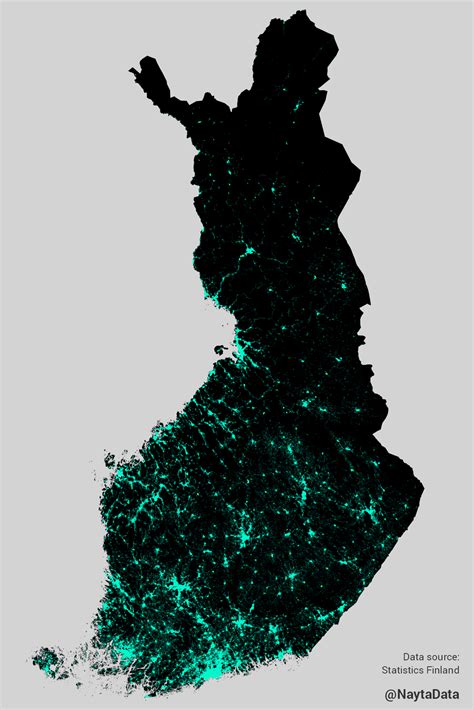 The Finnish population as dots on a map [OC] : r/Suomi