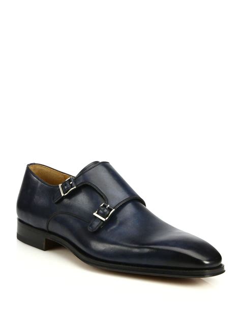 Saks fifth avenue Saks Fifth Avenue By Magnanni Amelio Leather Double Monk-strap Shoes in Black ...