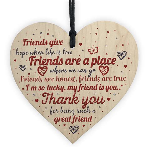 Friendship Plaque Best Friend Gift Wood Heart Sign Thank You