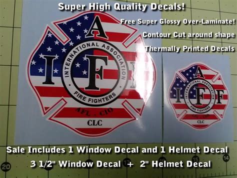 IAFF Firefighter Decal Kit 2pcs USA Flag American Patriot Premium ...