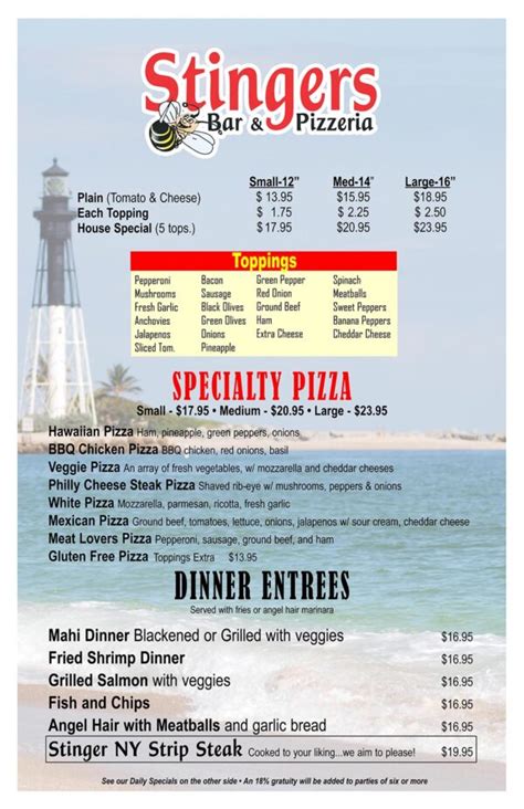 Menu – Stingers Pizza – "The Best Pizza on the Beach"