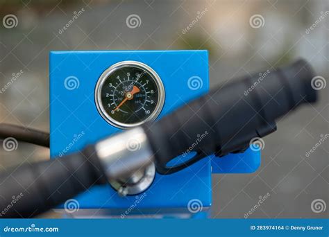 An Air Pump with Compressed Air Gauge Stock Photo - Image of accessory, monitoring: 283974164