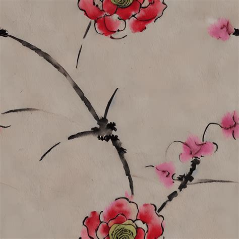 Ancient Chinese Flowers Watercolor Pattern · Creative Fabrica