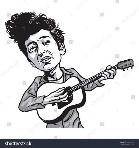 Bob Dylan Cartoon Playing Guitar Black Stock Vector (Royalty Free) 548619394 | Shutterstock