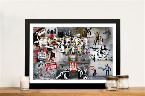 Banksy Collage Framed Wall Art Print | Canvas Prints Australia