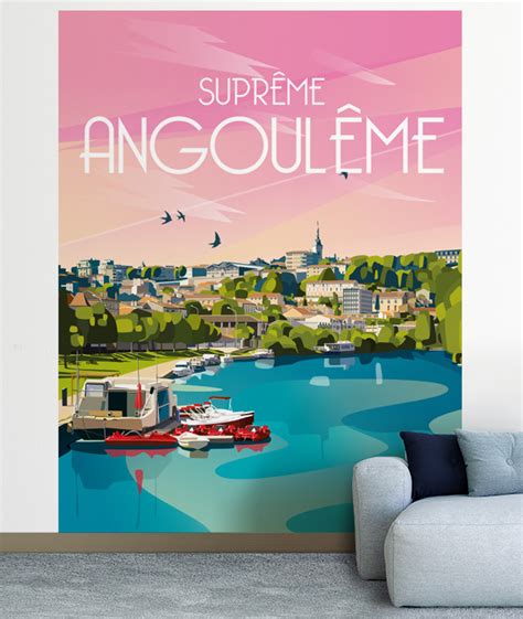 Papier Peint Panoramique moderne - Ville d'Angoulême - La Loutre Format 200 x 260 cm - 4 lés
