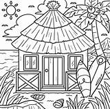 Summer Tropical Hut Coloring Page For Kids 19943342 Vector Art At Vecteezy sketch template