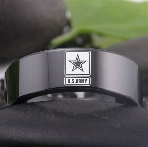 Engraved US Army Logo Tungsten Carbide Wedding Band Ring,army Stars ...