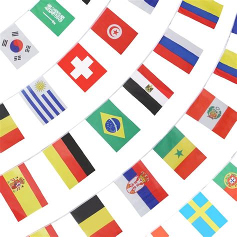 ANLEY String Flag for 2018 World Cup, Group Match 32 Teams Countries Soccer Decoration Banners ...