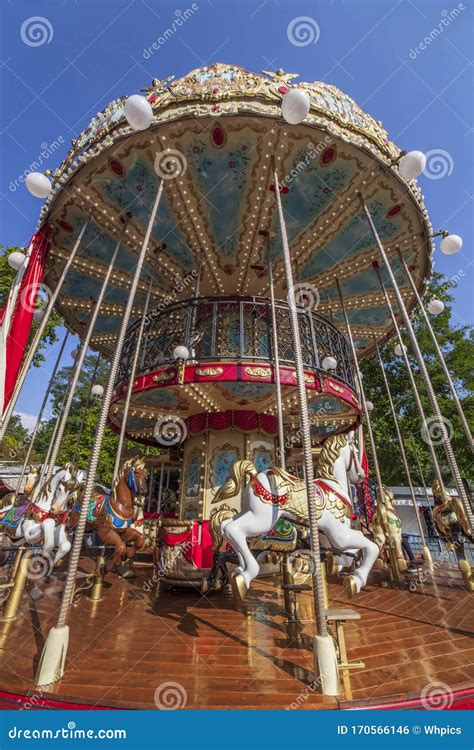 Vintage Carousel or Merry-go-round Stock Photo - Image of gallop ...