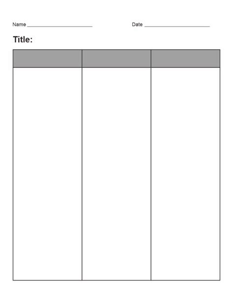 Printable+Blank+3+Column+Chart | Column, Printables, Borders for paper