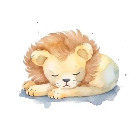 Premium Photo | A watercolor painting of a lion sleeping.