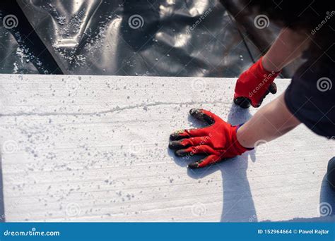 Cutting Styrofoam on the Construction Site Stock Photo - Image of ...