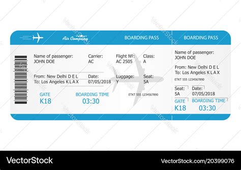 Boarding pass ticket template airplane ticket Vector Image