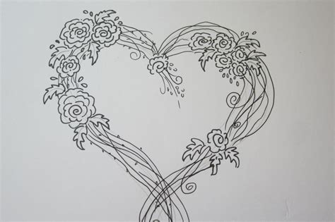 Amazing Easy Rose Drawing With A Heart - Drawing Tutorial | Flower drawing tutorials, Flower ...