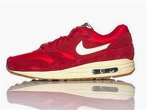 THE SNEAKER ADDICT: Nike Air Max 1 Red Suede/Gum Bottom Sneaker ...