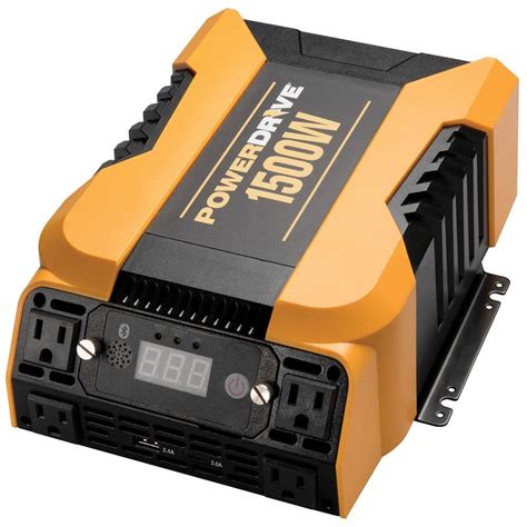 PowerDrive 1500-Watt Power Inverter with 4 AC, Dual port - Standard USB 2.4 Amp and USB-C 3.0 ...