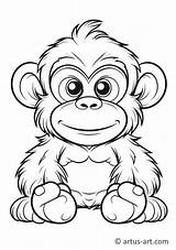 Ape Coloring Page For Kids » Free Download Artus Art sketch template