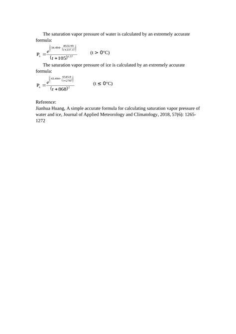 (PDF) A Simple Accurate Formula for Calculating Saturation Vapor ...