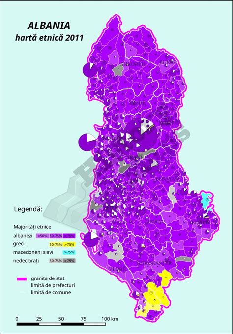 Harta etnică a Albaniei, după datele oficiale ale recensământului albanez din 2011. Churchill ...