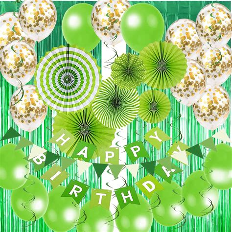 Amazon.com: Air Fit Green Theme Birthday Party Decorations 54pcs Set Pack Supplies with 2 x ...