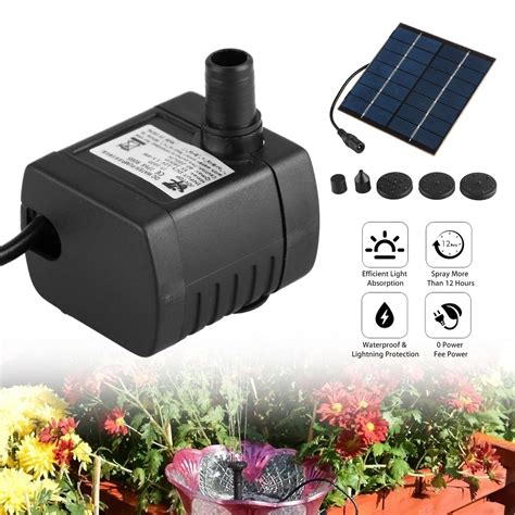 1.2W Solar Fountain Submersible Water Pump for Bird Bath Solar Panel ...