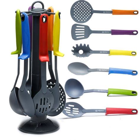 Kitchen Essential 7Pcs Nylon Multi-Coloured Utensil Set With Stand by ...