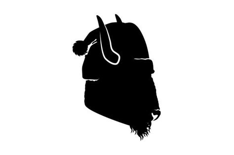 Side Portrait of American Bison Head with Santa Hat, Silhouette SVG Cut ...