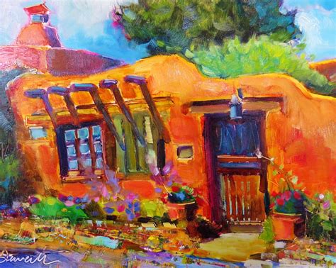 Colorful Connections: Santa Fe adobe oil painting Canyon Road New Mexico art | Hot off My Easel ...