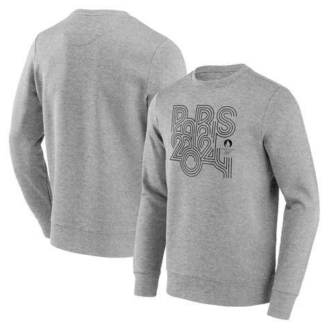 Paris 2024 Olympics Text Block Outline Graphic Crew Sweatshirt - Grey