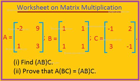 Applications Of Matrix Multiplication Worksheet - Math Worksheets Free