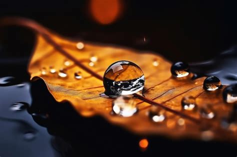 Premium AI Image | Water drop on a leaf with a dark background