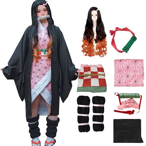 Buy Fallinoce with Wig Demon Slayer Cosplay Costume Kamado Nezuko Tanjirou Agatsuma Zenitsu ...