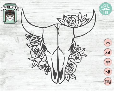 Cow Skull With Flowers SVG File Cow Skull Svg File Cow Skull - Etsy ...