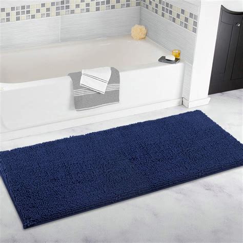 ITSOFT Non-Slip Shaggy Chenille Bath Mat Soft Microfibers Bathroom Rug with Water Absorbent ...