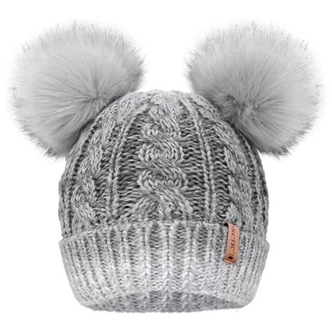 Arctic Paw | Accessories | Arctic Paw Pom Pom Beanie Cable Knit Fleece ...