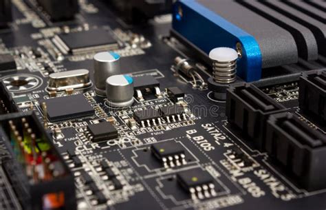 Electronic Collection - Digital Components on Computer Mainboard Stock Image - Image of ...