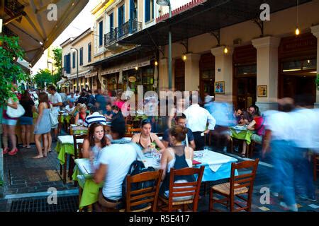 Diners enjoying Greek Cuisine in one of Monastirakis many Restaurants, Monastiraki, Athens ...