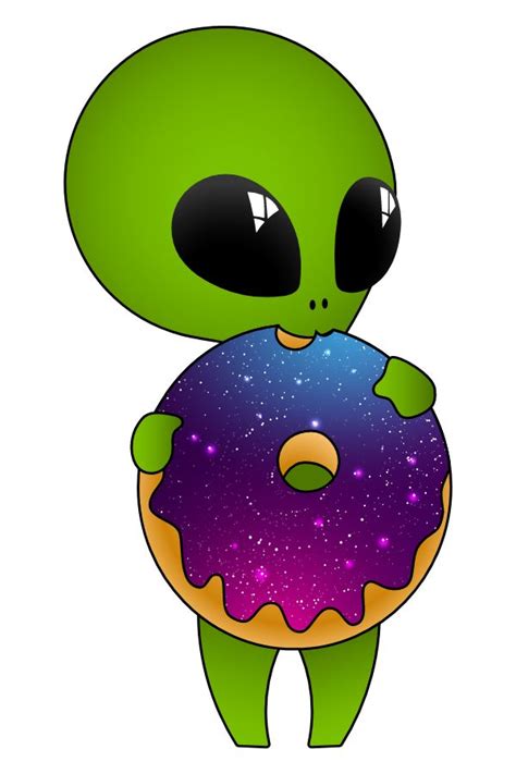 Cute Alien with Donut Sticker | Cute alien, Alien drawings, Alien artwork